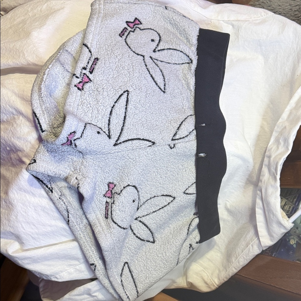 PLAYBOY Gray Fleece Shorts with Pink Label and Black Waistband
